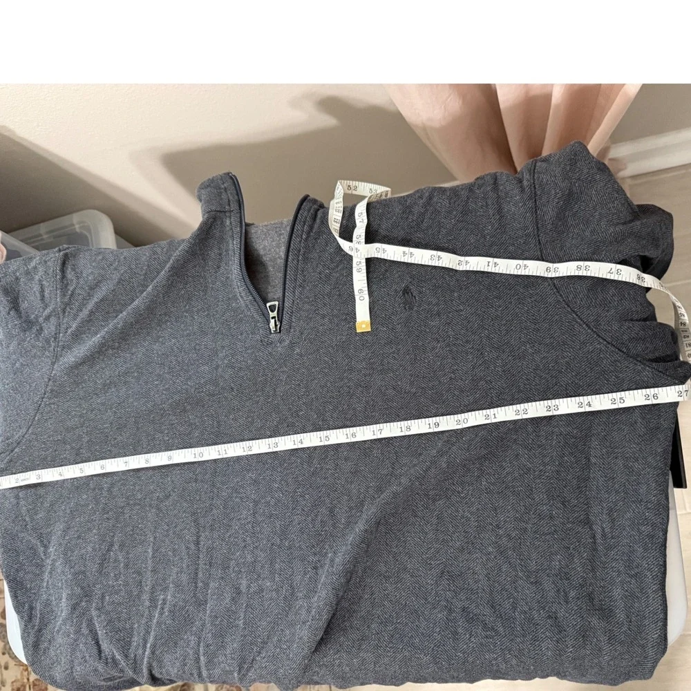 Polo Ralph Lauren Lsl Knt Quarter Zip Mens XL Grey Excellent Herringbone